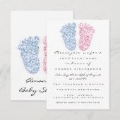 Invitation Blue Oink Genre bébé fille garçon douche pieds (Devant / Derrière)