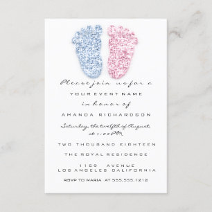 Invitation Blue Oink Genre bébé fille garçon douche pieds