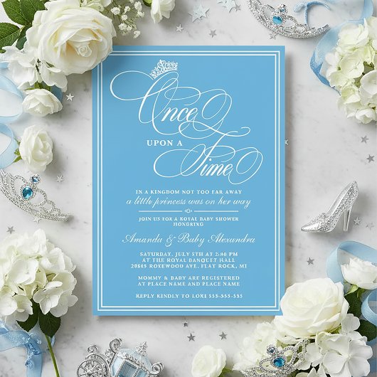 Invitation Blue Once Upon A Time Princess Baby Shower