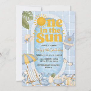 Invitation Blue One dans le Soleil 6ème Anniversaire Fête d'é