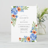 Invitation Blue Orange Blossom Spring Wedding (Debout devant)