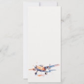 Invitation Blue Orange Blush Aquarelle Avion Mariage Menu (Dos)