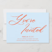 Invitation Blue Orange Bold Script 21st Birthday Party (Devant)