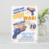 Invitation Blue Orange Boys BD Party- Nerf War 10th Birthday (Debout devant)