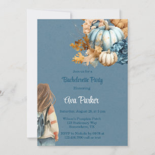 Invitation Blue Orange Citrouille Peony Bachelorette Party