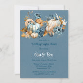 Invitation Blue Orange Citrouille Peony Mariage Couples Douch (Devant)