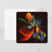 Invitation Blue Orange Floral Modern Abstract Art Pattern #03 (Devant / Derrière)