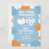 Invitation Blue Orange Fun Pumpkin Premier Anniversaire (Devant)