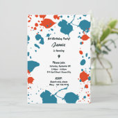 Invitation Blue Orange Kids Art 9e Anniversaire Fête Invitati (Debout devant)