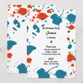 Invitation Blue Orange Kids Art 9e Anniversaire Fête Invitati (Devant / Derrière)