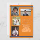 Invitation Blue Orange School Color Graduation Photo plaid (Dos)