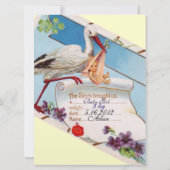 INVITATION BLUE OUBLIE-MOI NOTES, STORK BABY SHOWER MONOGRAM (Dos)