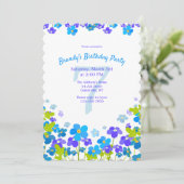 Invitation Blue Oublie-moi pas la fête d'anniversaire (Debout devant)