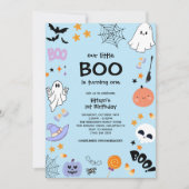 Invitation Blue Our Little Boo Halloween 1er anniversaire (Devant)
