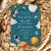 Invitation Blue Out of This World Rocket & Astronaut Kids 