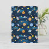 Invitation Blue Outer Space Planets Seamless Pattern (Debout devant)