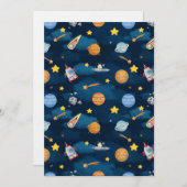 Invitation Blue Outer Space Planets Seamless Pattern (Devant / Derrière)