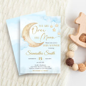 Invitation Blue Over the Moon Baby Shower 