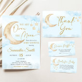 Invitation Blue Over the Moon Baby Shower 