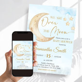 Invitation Blue Over the Moon Baby Shower 