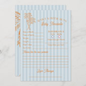 Invitation Blue Palm Springs Beach Douche Conseil pour bébé (Devant / Derrière)
