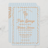 Invitation Blue Palm Springs Pastel Beach Anniversaire (Devant / Derrière)