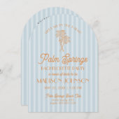 Invitation Blue Palm Springs Pastel Beach Bachelorette Party (Devant / Derrière)
