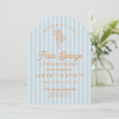 Invitation Blue Palm Springs Pastel Beach Bachelorette Party (Debout devant)