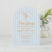Invitation Blue Palm Springs Pastel Beach Bachelorette Party (Debout devant)