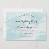 Invitation Blue Palm Trees Custom Anniversaire Fête Invitatio (Devant)