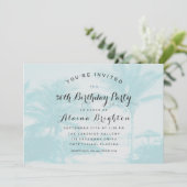 Invitation Blue Palm Trees Custom Anniversaire Fête Invitatio (Debout devant)