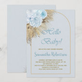 Invitation Blue Pampas Grass Boho Floral Boho Baby shower gar (Devant / Derrière)