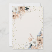 Invitation Blue Pampas Grass Boho Ours Baby shower garçon (Dos)