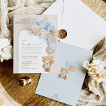 Invitation Blue Pampas Teddy Bear Balloon Baby shower garçon<br><div class="desc">Nous pouvons attendre prématurément l'arrivée du bébé ! Cette adorable invitation à thème en ours en peluche saura mettre un sourire sur le visage de vos invités ! Les tons doux bleu, marron et beige rendent ce design parfait pour un baby shower garçon. Personnalisez l'invitation avec vos détails et si...</div>