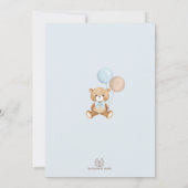 Invitation Blue Pampas Teddy Bear Balloon Baby shower garçon (Dos)