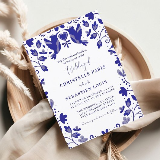 Invitation Blue Papel Picado Mariage inspiré