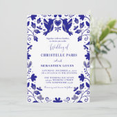 Invitation Blue Papel Picado Mariage inspiré (Debout devant)