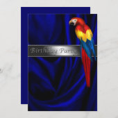 Invitation Blue Parrot N'importe quel numéro Anniversaire Fêt (Devant / Derrière)