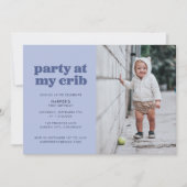 Invitation Blue Party à My Crib 1er anniversaire (Devant)