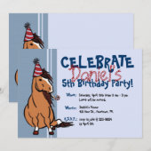 Invitation Blue Party Pony Boys 5e anniversaire (Devant / Derrière)