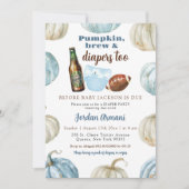 Invitation Blue Pastel Boy Citrouille Brew and Diapers (Devant)