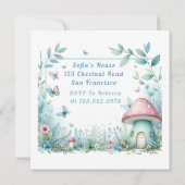 Invitation Blue Pastel Butterfly Fairy First Birday - (Dos)