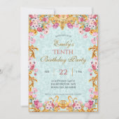 Invitation Blue Pastel Gold Dixième Rococo baroque Anniversai (Devant)