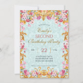 Invitation Blue Pastel Gold Second Rococo baroque Anniversair (Devant)