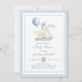 Invitation Blue Pastel Nautical Sail Baby shower (Devant)