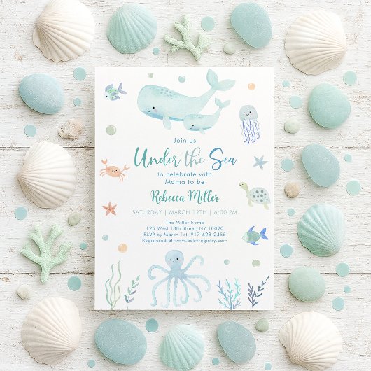 Invitation Blue Pastel Under the Sea Baby shower
