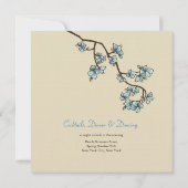 Invitation Blue Peach Blossoms Sakura Asiatique Mariage Invit (Dos)