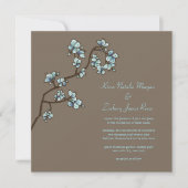 Invitation Blue Peach Blossoms Sakura Asiatique Mariage Invit (Devant)