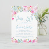 Invitation Blue Peach Purple Floral 40e fête d'anniversaire (Debout devant)