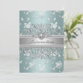 Invitation Blue Pearl & Rose Quinceanera Annonces (Debout devant)